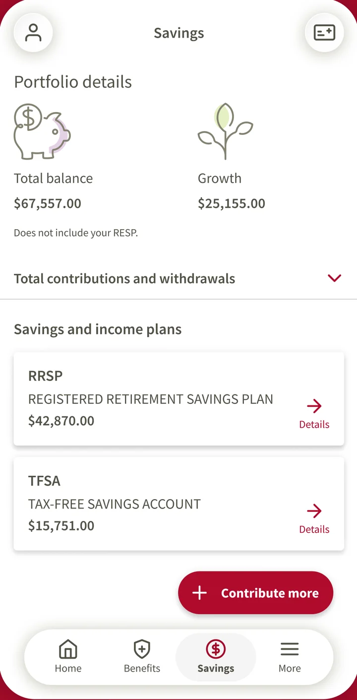 Canada Life app screen 2