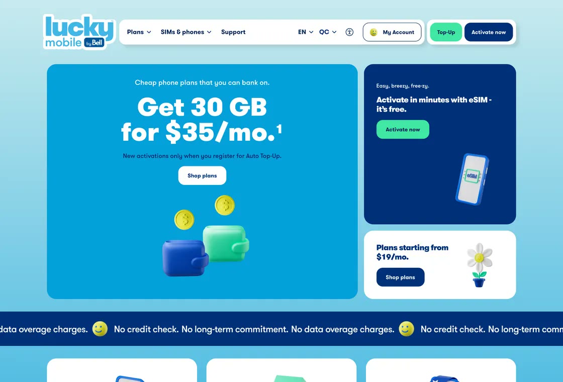 Lucky Mobile website
