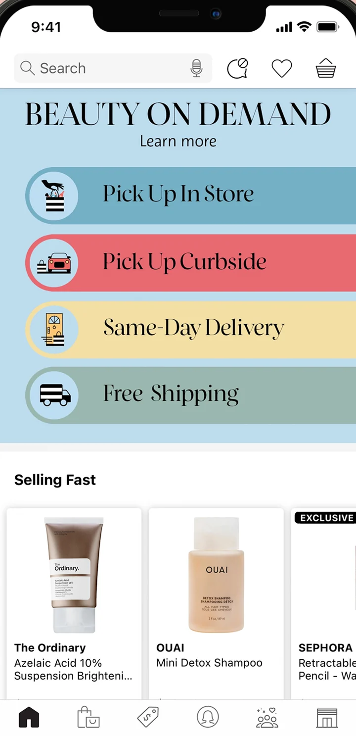 Sephora app screen 1