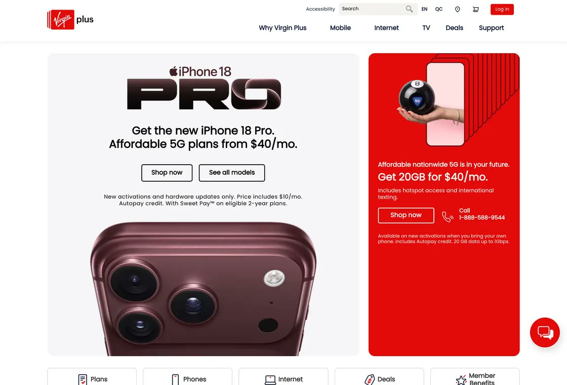 Virgin Plus website