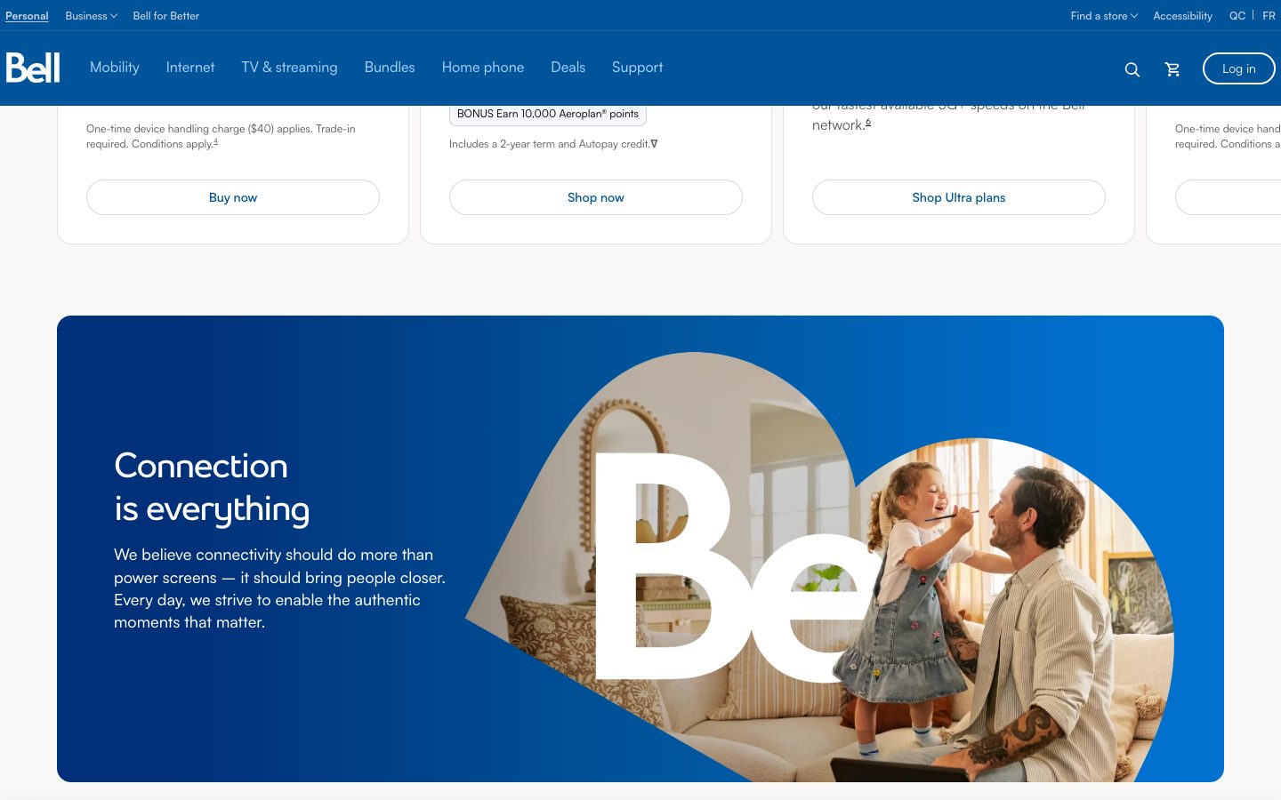 Bell website brand section