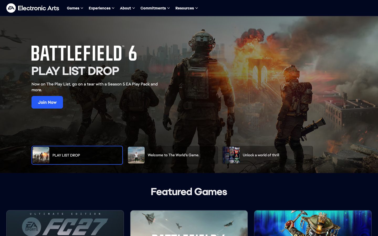 Electronic Arts featured games
