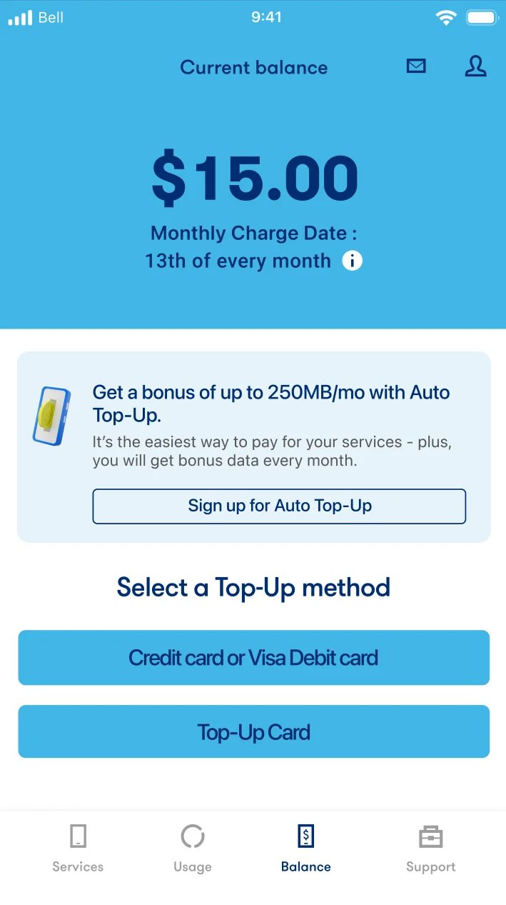 Lucky Mobile app screen