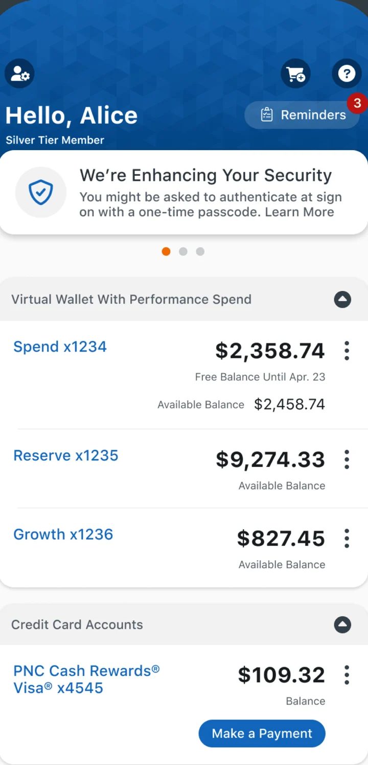 PNC mobile app screen