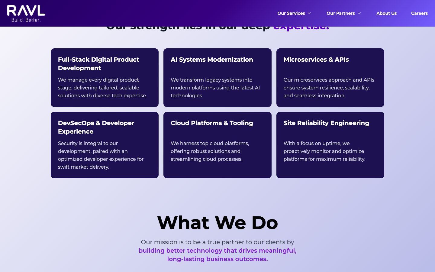 RAVL website capabilities section