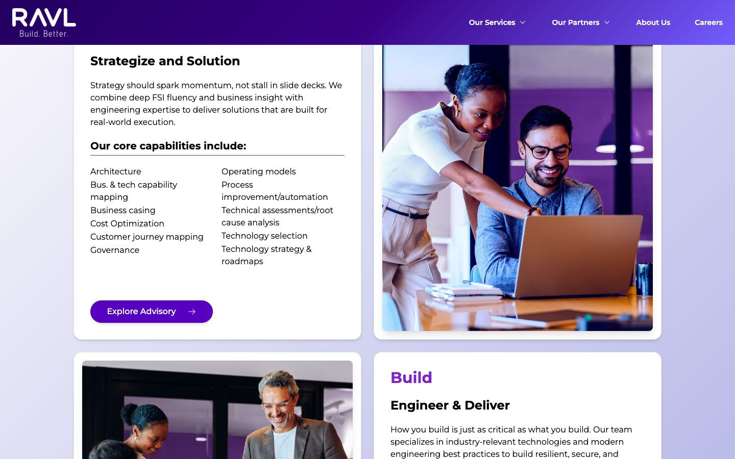 RAVL website advisory and build section