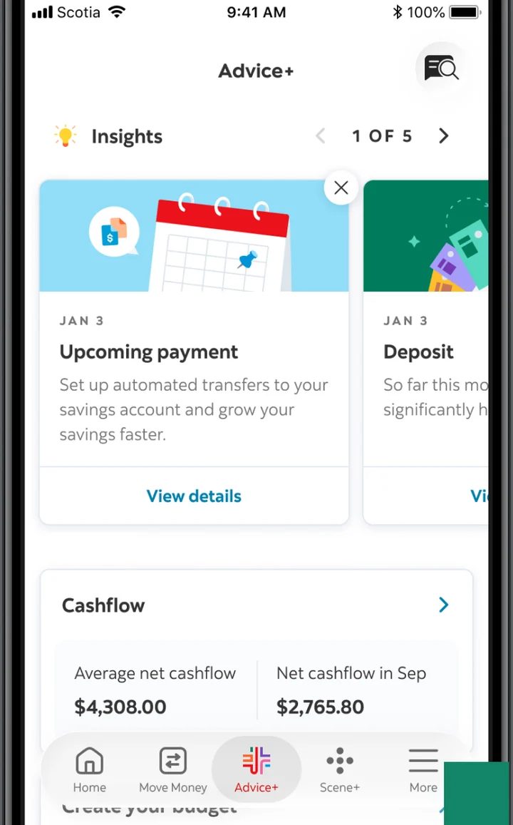 Scotiabank iOS app screen
