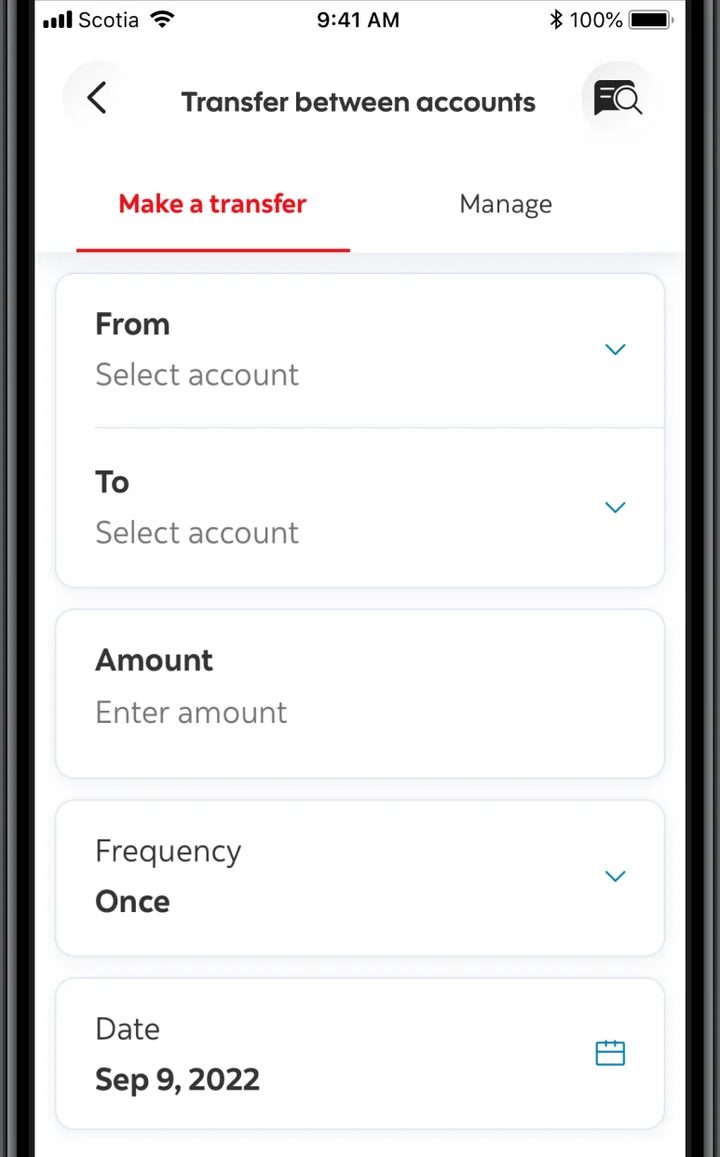 Scotiabank iOS app screen