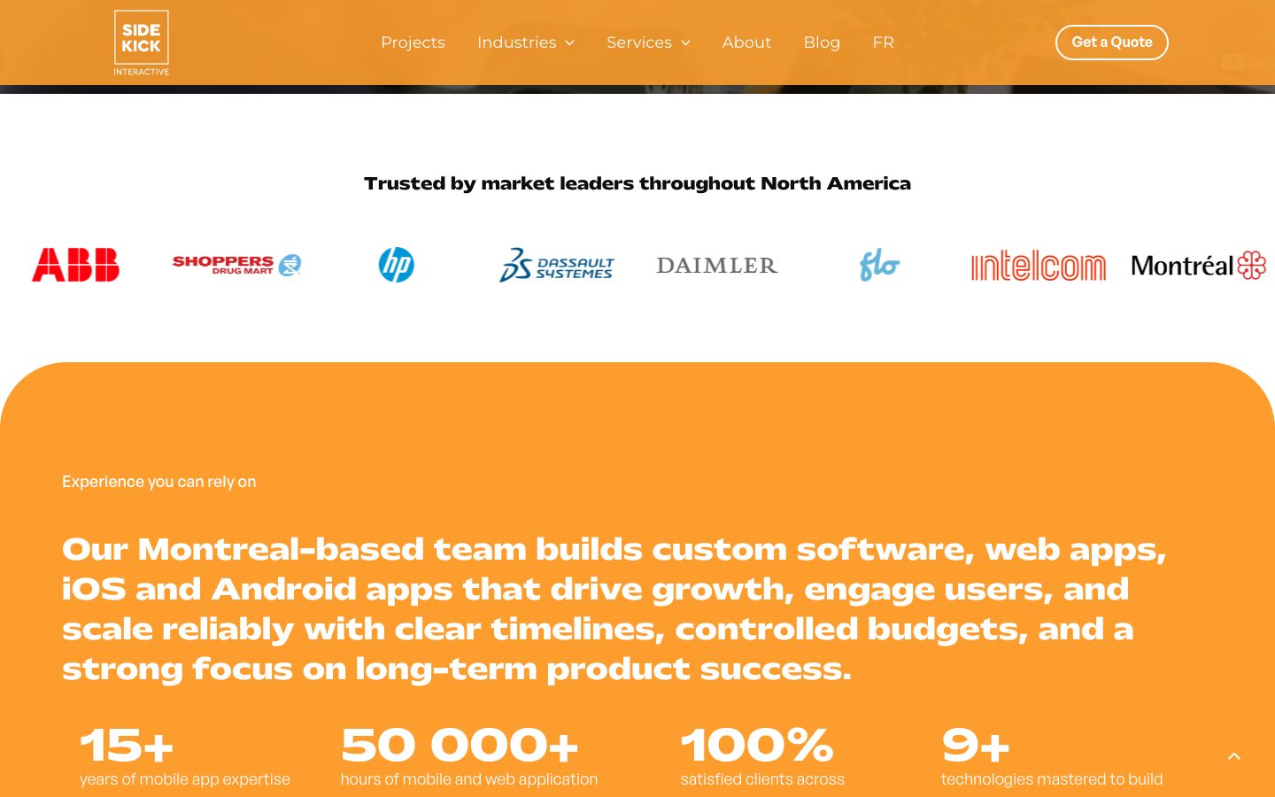Sidekick Interactive client logos and stats