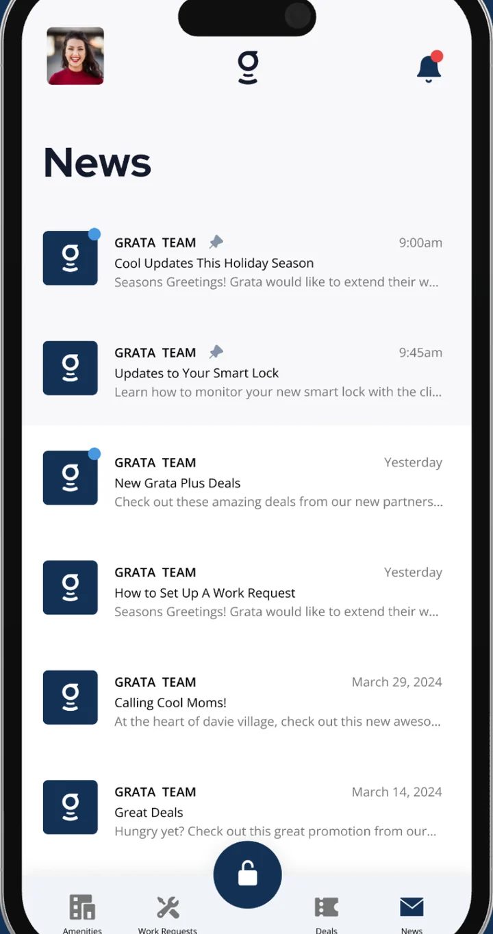Grata app screen, the same product that ships as TELUS Living
