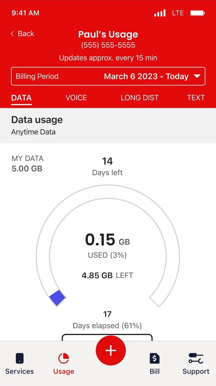 Virgin Plus app screen