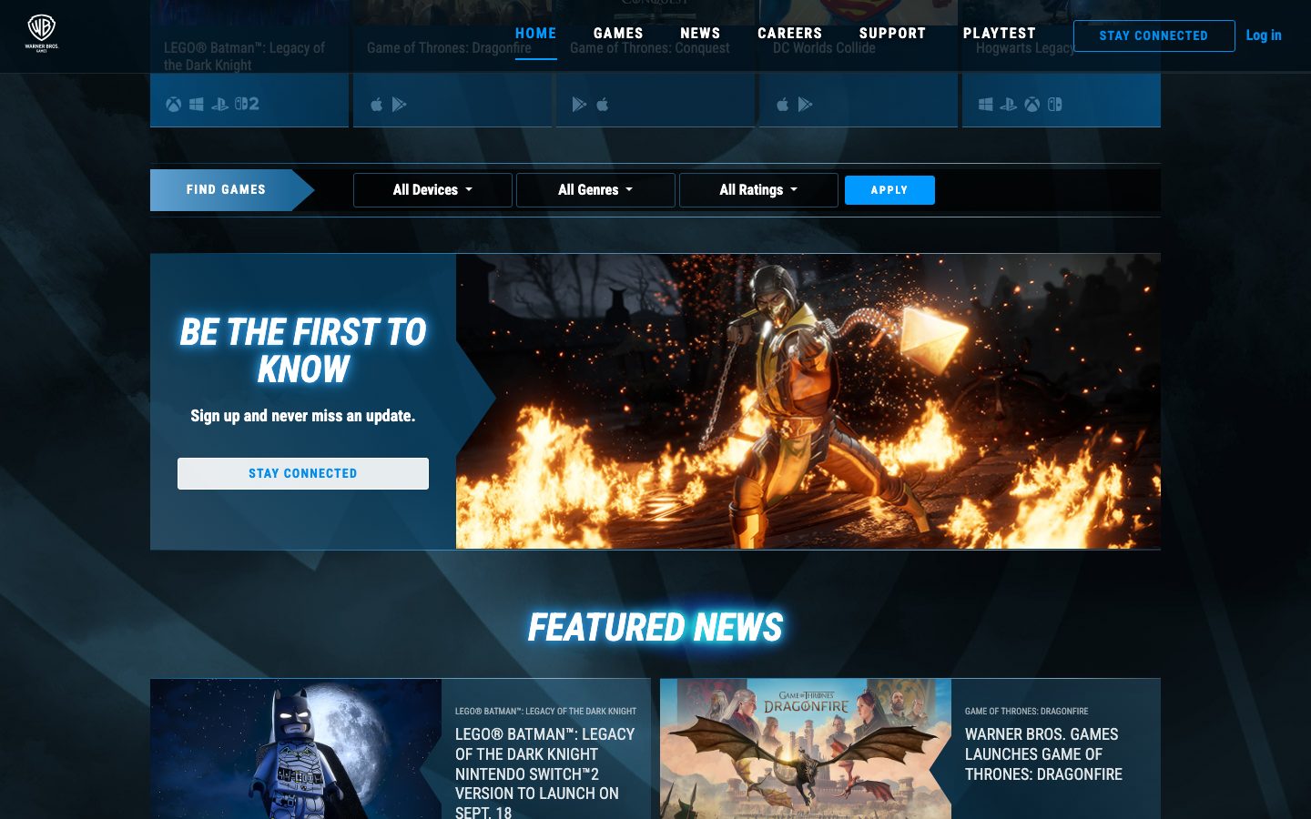 Warner Bros. Games featured news